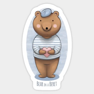 Bear in a Beret Sticker